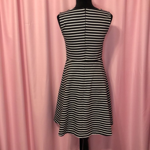 Talbots Sleeveless Black and White Striped Midi Dress - Picture 4 of 8